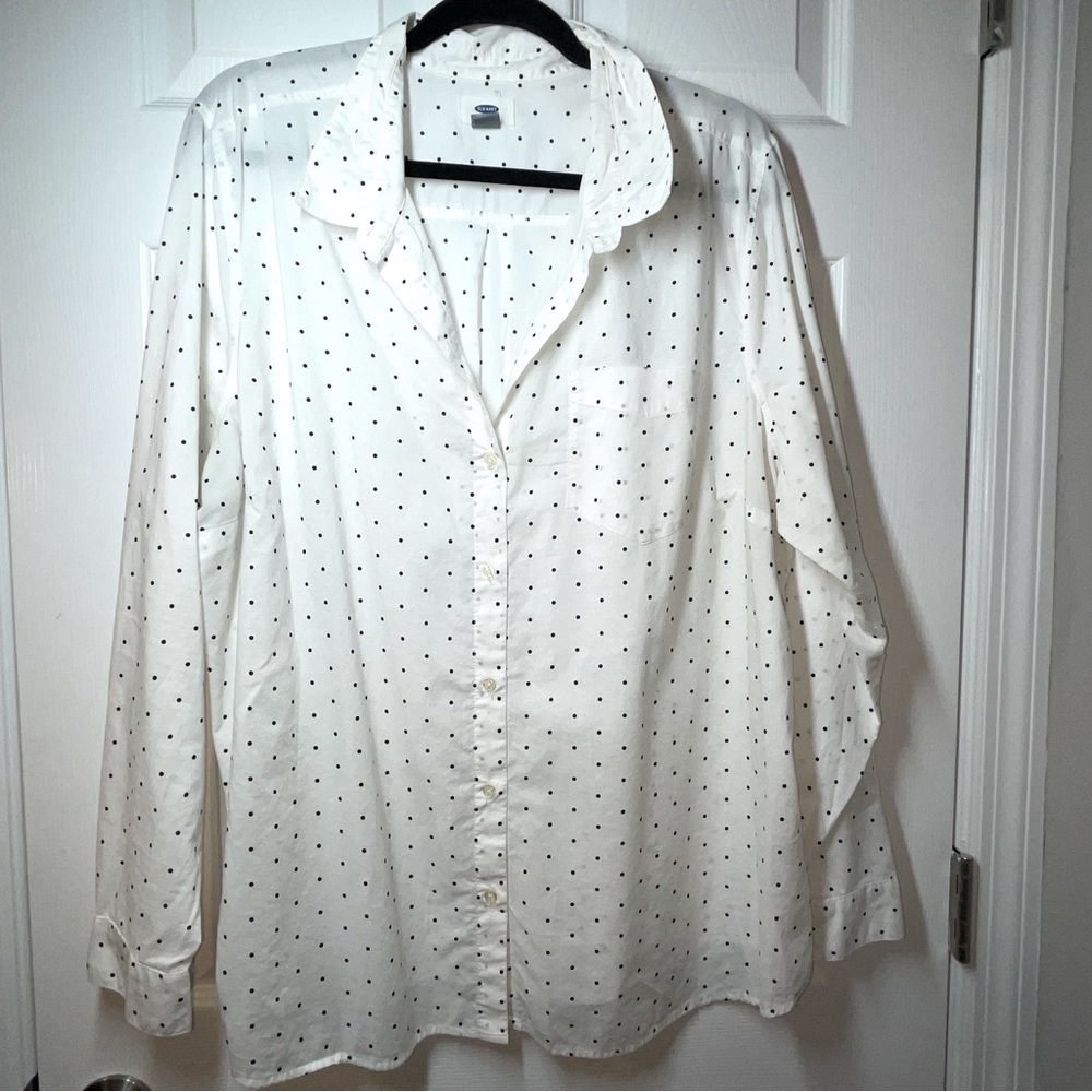 Old Navy button down black polka dot shirt, XXL